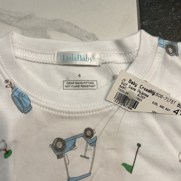 LydaBaby Pajama Set Golf Print 100% cotton 4y NWT - Picture 3 of 5